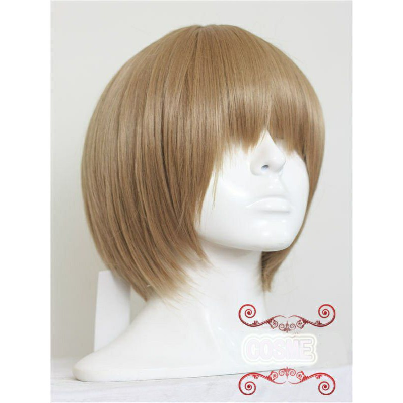 [sẵn] Wig/tóc giả Okita Sougo màu nâu sữa/nâu trà - Gintama (cơ bản nam thẳng)  vàng [Miu Cosplay]