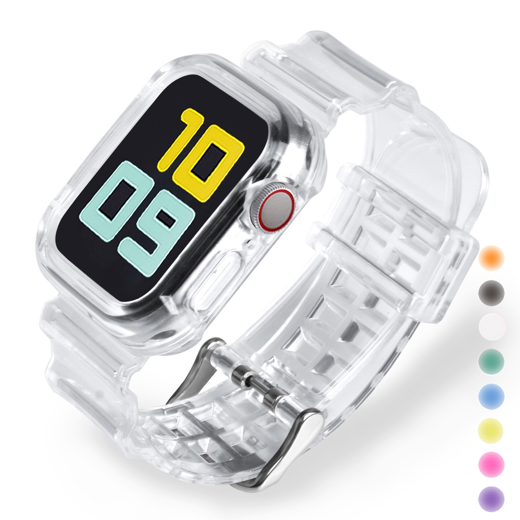 Dây Đeo Bằng Silicone Trong Suốt Cho Đồng Hồ Thông Minh Apple Watch 7 6 SE 5 4 3 2 1 iwatch 38 40 44 42 41 45mm