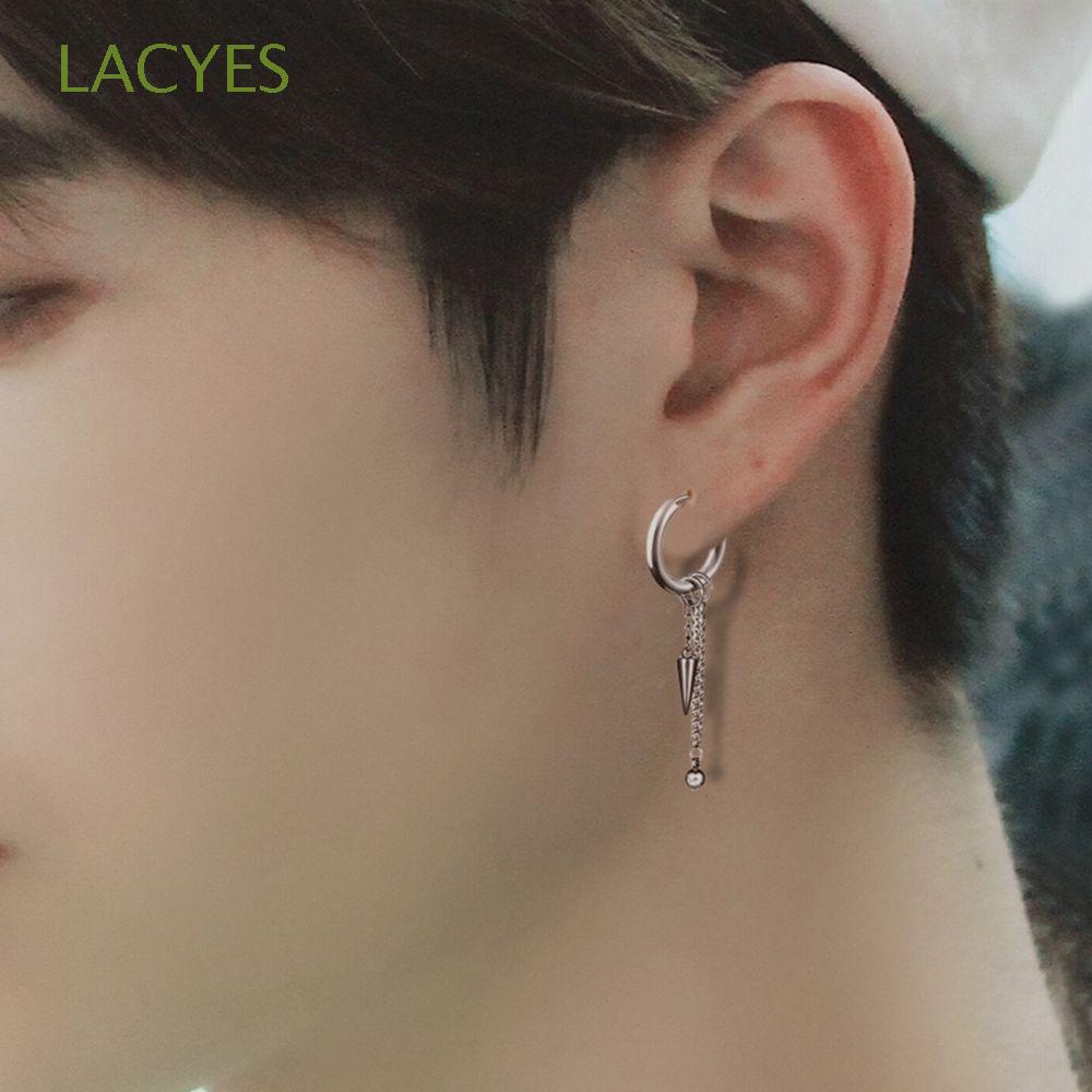 Bông tai tròn bằng thép không gỉ hình chữ thập/ngôi sao phong cách Hàn Quốc thời trang cho nam