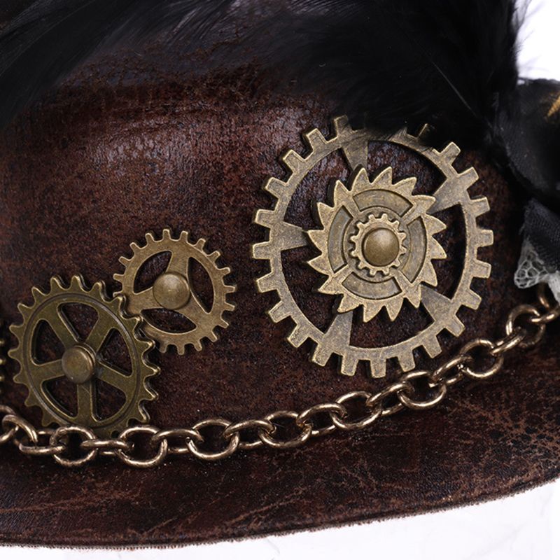 Xiangbao Kẹp Tóc Mini Hình Chiếc Mũ Lông Vũ Hóa Trang Halloween Phong Cách Steampunk