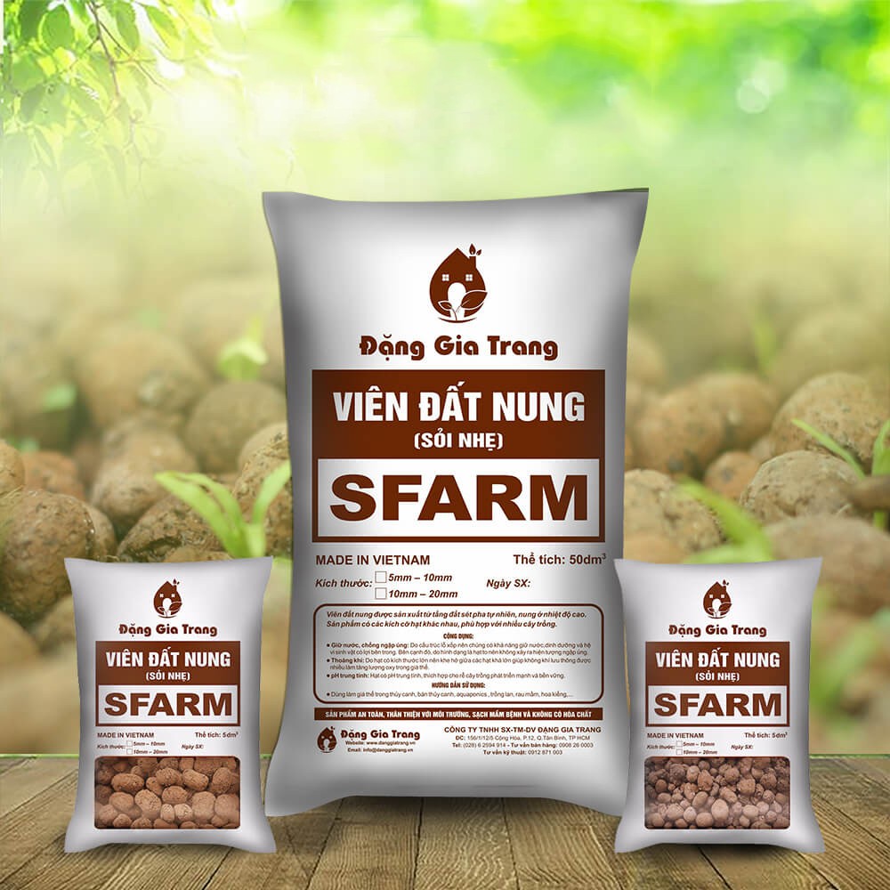 VIÊN ĐẤT NUNG SỎI NHẸ SFARM VIÊN SỎI TRỒNG CÂY - GÓI 5DCMM3 3KG