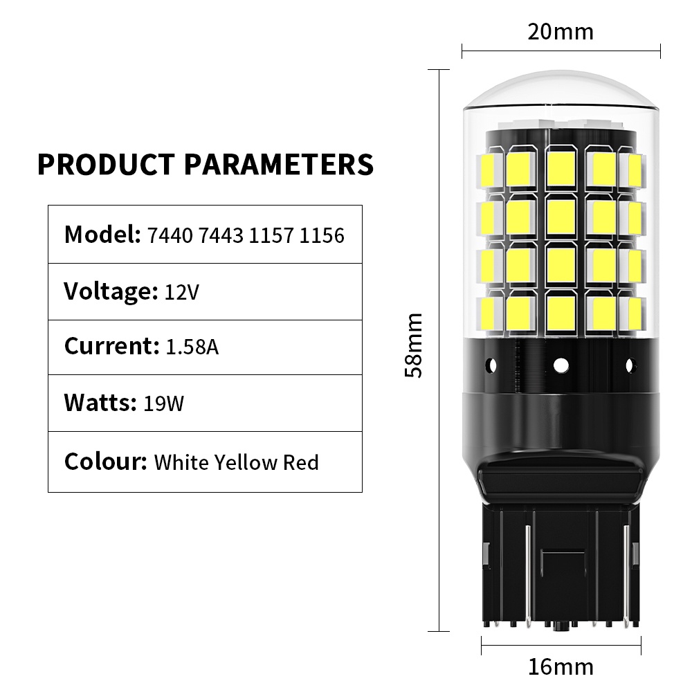 1 Đèn LED Phanh 1156 BA15S BAU15S 1157 Bay15d T20 7440 7443 2835 54SMD Siêu Sáng Cho Xe Hơi