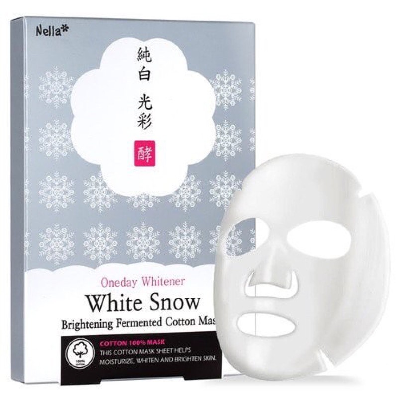 Mặt nạ Nella Oneday Whitener White Snow Brightening Fermented Cotton Mask Pack