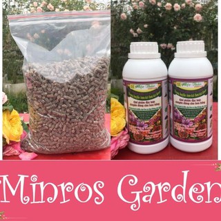 Combo Sản phẩm phân bón chăm sóc hoa hồng ổn định 4 mùa (Chế phẩm đỗ tương  chai 500nl- Phân khoáng hữu cơ Nhật 1kg)