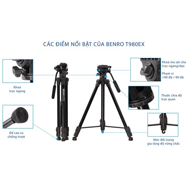 Chân máy ảnh Benro T980 - Chính Hãng