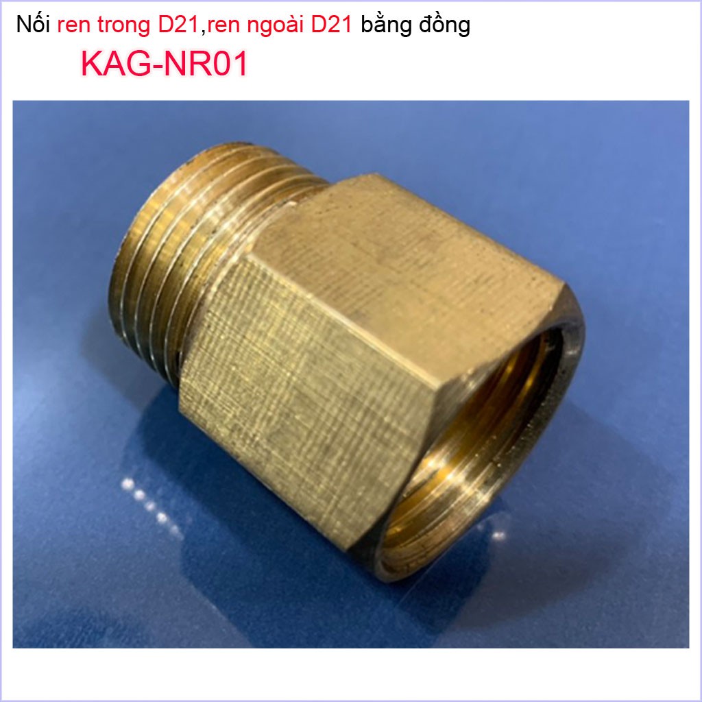 Nối ren trong ren ngoài D21 Nixcor KAG-NR01 đồng, Đầu nối đổi ren - Phụ kiện đổi ren Đồng (cà Rá)