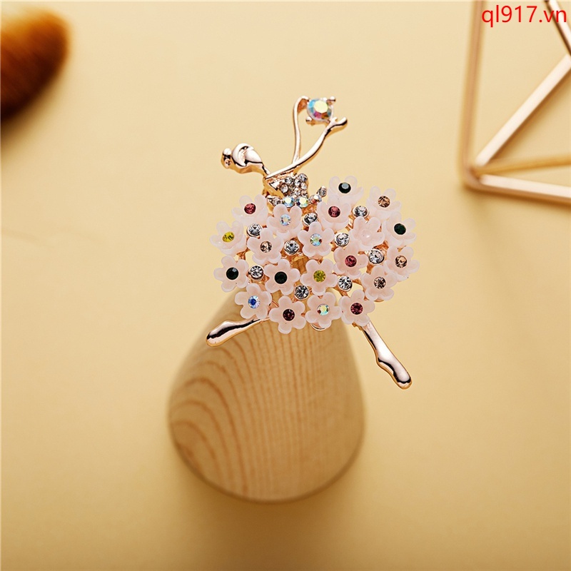 Ghim Cài Áo Hình Vũ Công Đính Kim Cương Giả Thời Trang Cho Nữ