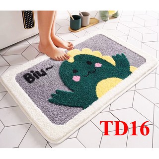 Thảm lông lau chân cửa thảm nhà tắm, phòng ngủ lông dày dài siêu thấm mềm mại chống trượt in hình 3D sắc nét