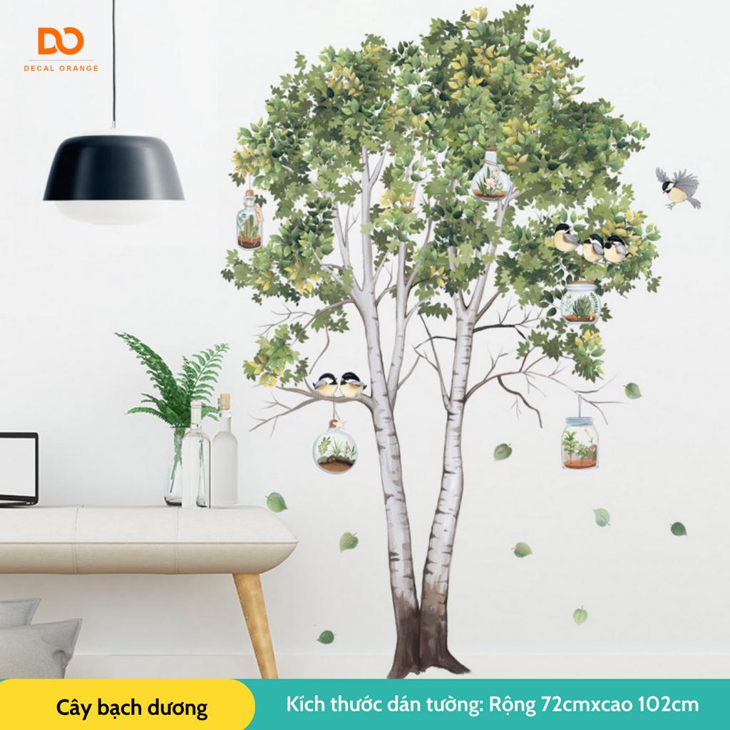 Decal dán tường hình cây cổ thụ, tranh dán tường hình cây cổ thụ trang trí tường phòng ngủ, phòng khách
