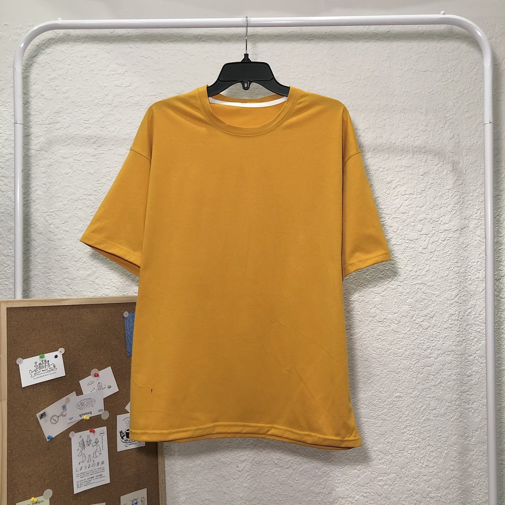 Áo Thun Nam Nữ Tay Lỡ Unisex Phông Trơn Oversize Form Rộng Basic Tee VÀNG NGHỆ TRƠN
