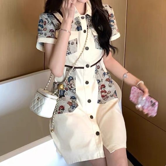 MUEL Original ~ Dress Summer Dress 2022 New Women's Fashion Temperament Joker Retro Hong Kong Taste ins