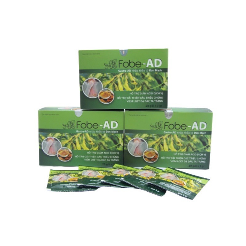 Fobe-AD Hỗ trợ giảm ACID dịch vị, hỗ trợ cải thiện viêm loét dạ dày, tá tràng Fobelife 20 gói