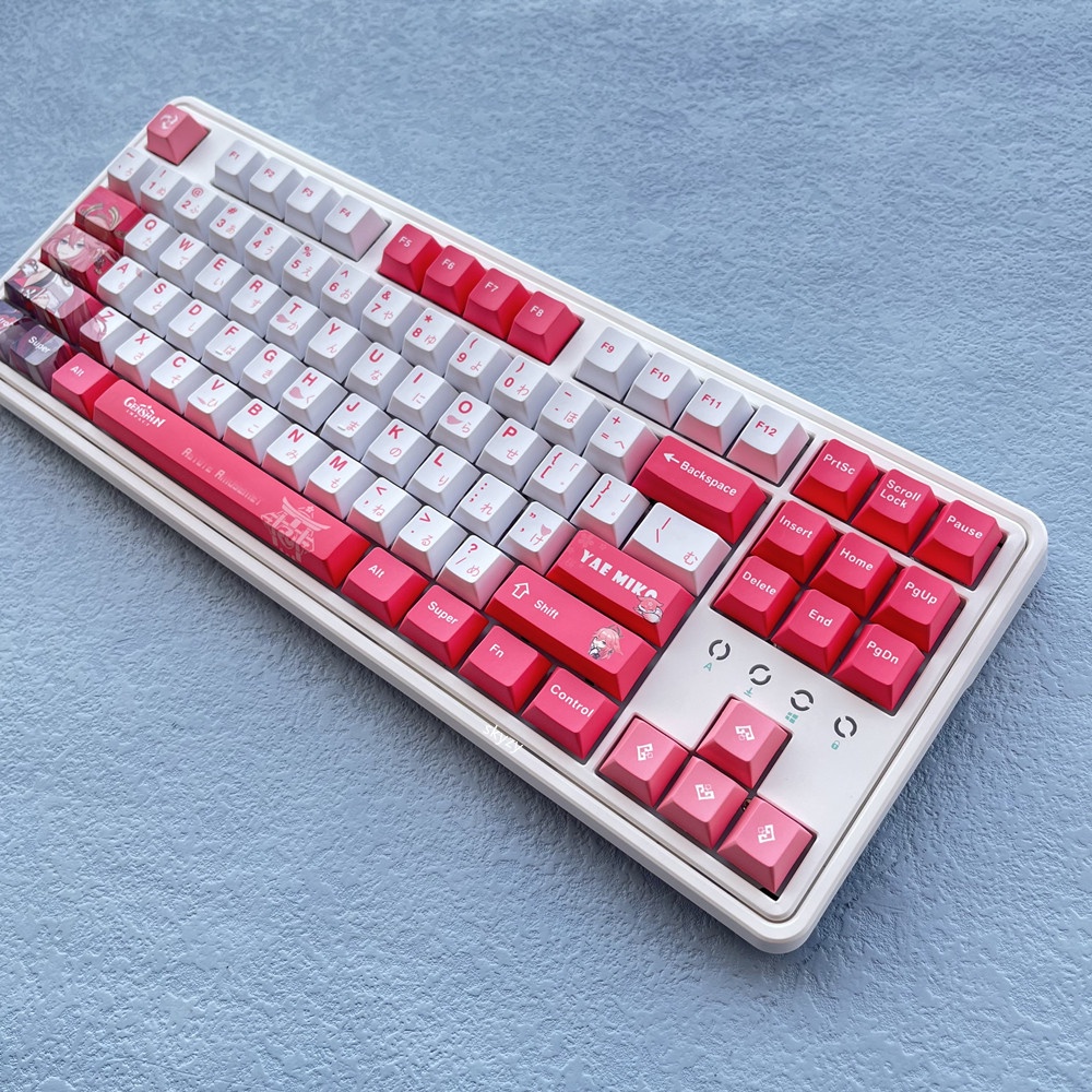133 Phím Yae Miko Keycaps Cherry Profile Genshin Impact Anime PBT DYE SUB Bàn phím cơ Keycap