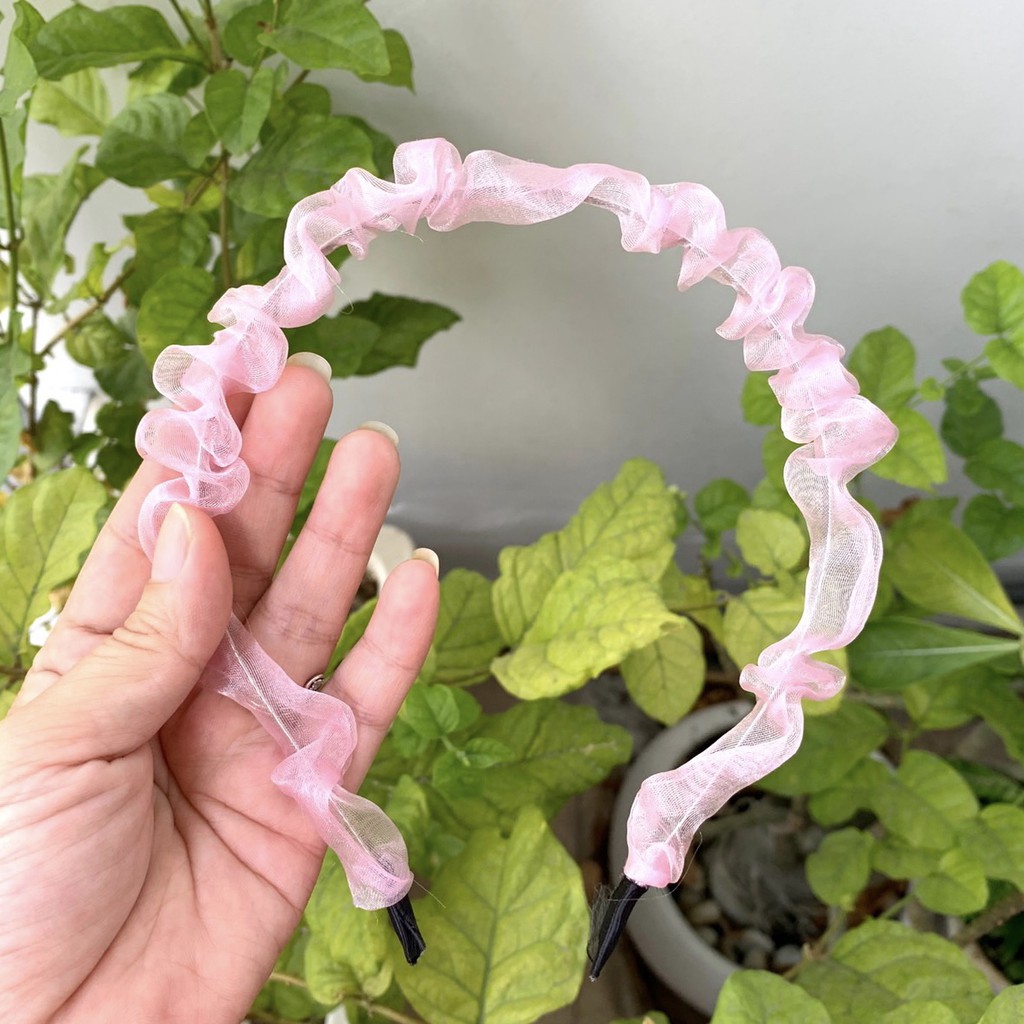 Cài tóc thời trang vải scrunchies caro xinh xắn