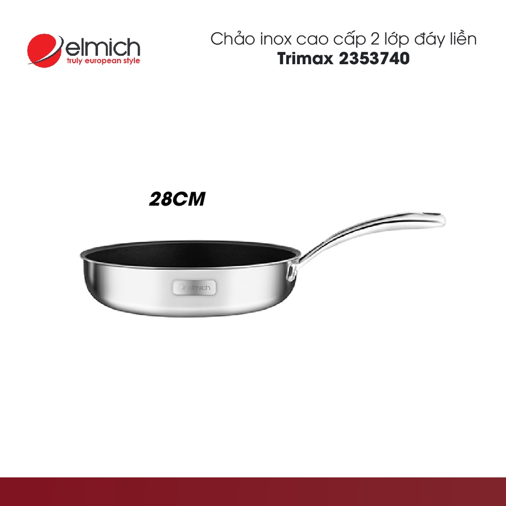 Chảo Inox cao cấp 2 lớp đáy liền  Elmich Tri-Max | EL3737 size 20cm, 24cm, 26cm, 28cm | Hàng Chính Hãng