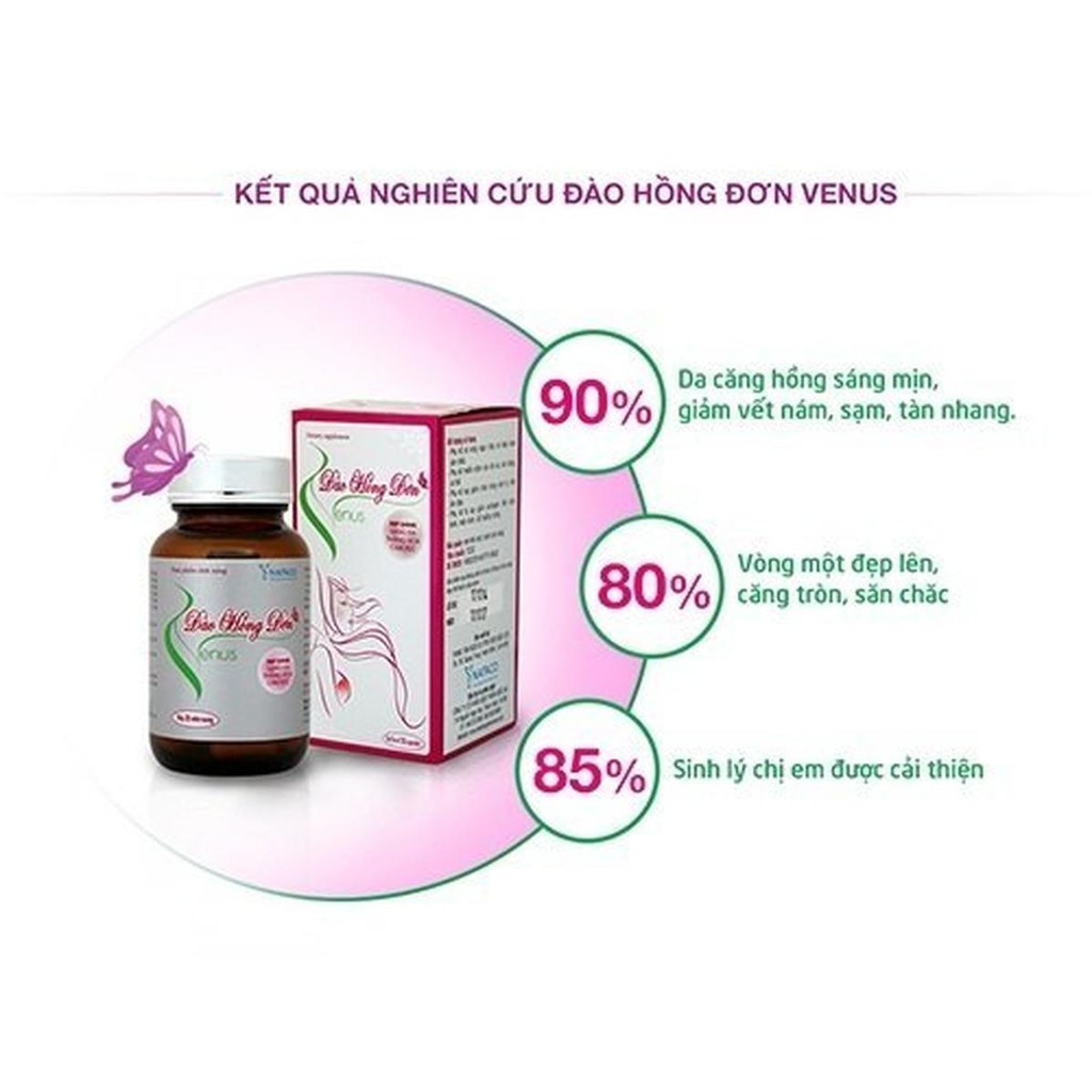 ✅[CHÍNH HÃNG] TPCN Đào Hồng Đơn Venus - Viên uống hỗ trợ tăng vòng một 30 VIÊN & 60 VIÊN