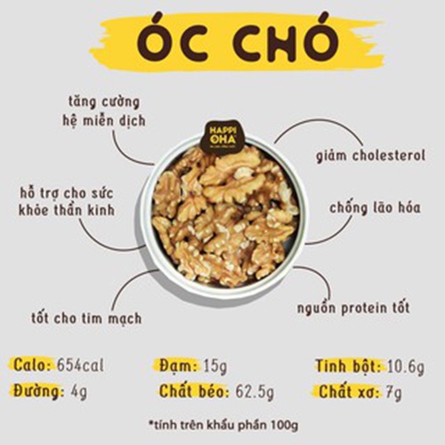 Nhân Óc Chó Vàng Thượng Hạng HAPPI OHA Original Nhập Khẩu Mỹ  Healthy Food Eatclean - Túi zip 30g