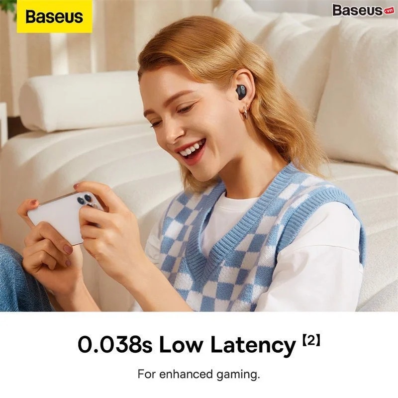 Tai Nghe Chống Ồn Bluetooth Baseus Bowie Wm05 True Wireless Earphones Creamy Thông Minh