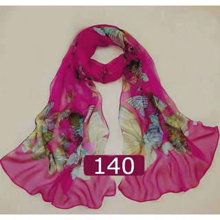Khăn choàng tơ 100% SILK 140 khăn quàng cổ nữ 2021 khăn mỏng mềm mịn màu hồng 10h in hình bướm xinh