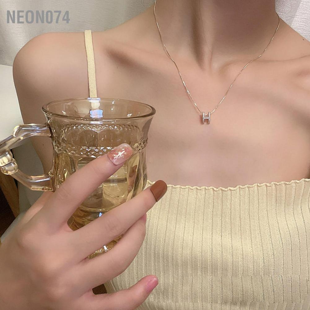Vòng cổ Hợp Kim Mặt Chữ H Đính Đá Thời Trang Cho Nữ