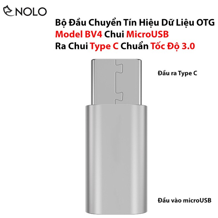 Bộ Đầu Chuyển Tín Hiệu Dữ Liệu OTG BV4 Chui MicroUSB Ra Chui Type C Chuẩn Tốc Độ 3.0