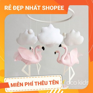 [MIỄN PHÍ BẢNG TÊN BÉ] Đồ chơi treo nôi cũi cho bé kích thích thị giác Coco Kids, tự xoay và phát nhạc mẫu HẠC HỒNG