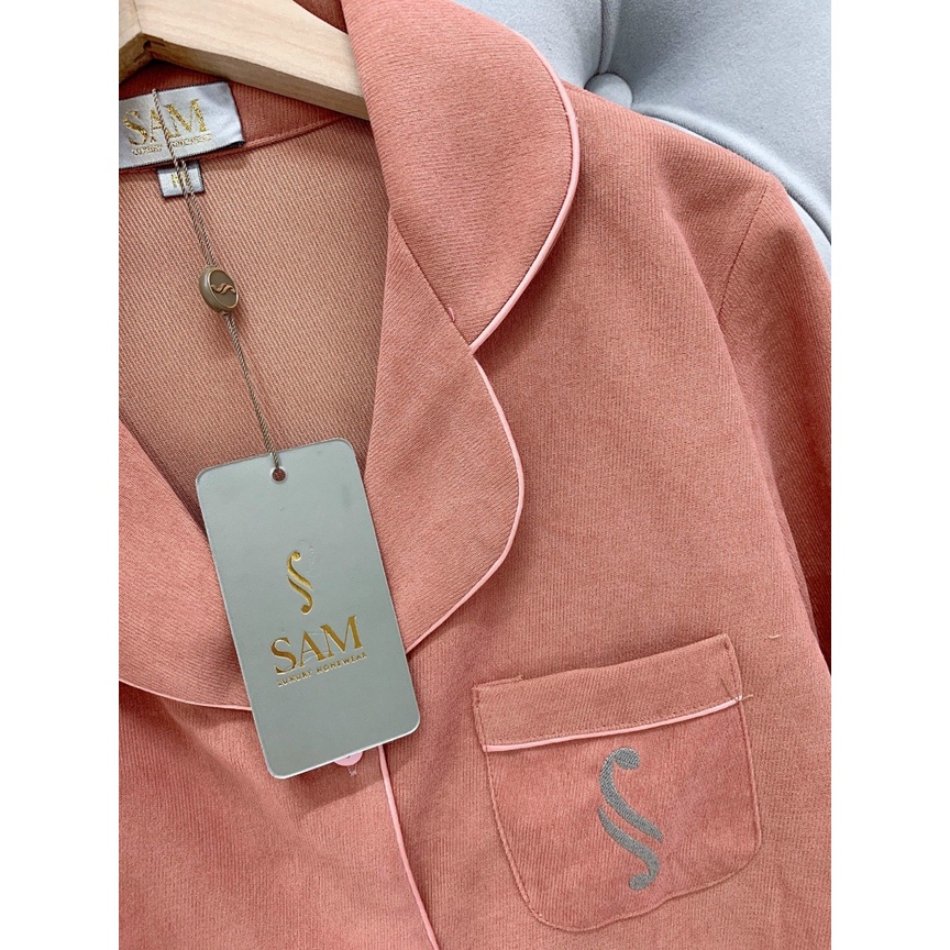 Bộ đồ Pyjama mặc nhà hãng SAM, Chất nhung tăm dày dặn dáng dài ấm áp, Thiết kế kiểu trơn đơn giản nữ tính | BigBuy360 - bigbuy360.vn