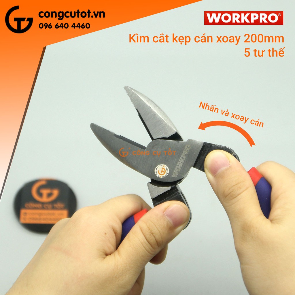 Kìm kẹp, cắt cán xoay 200mm WORKPRO W031183