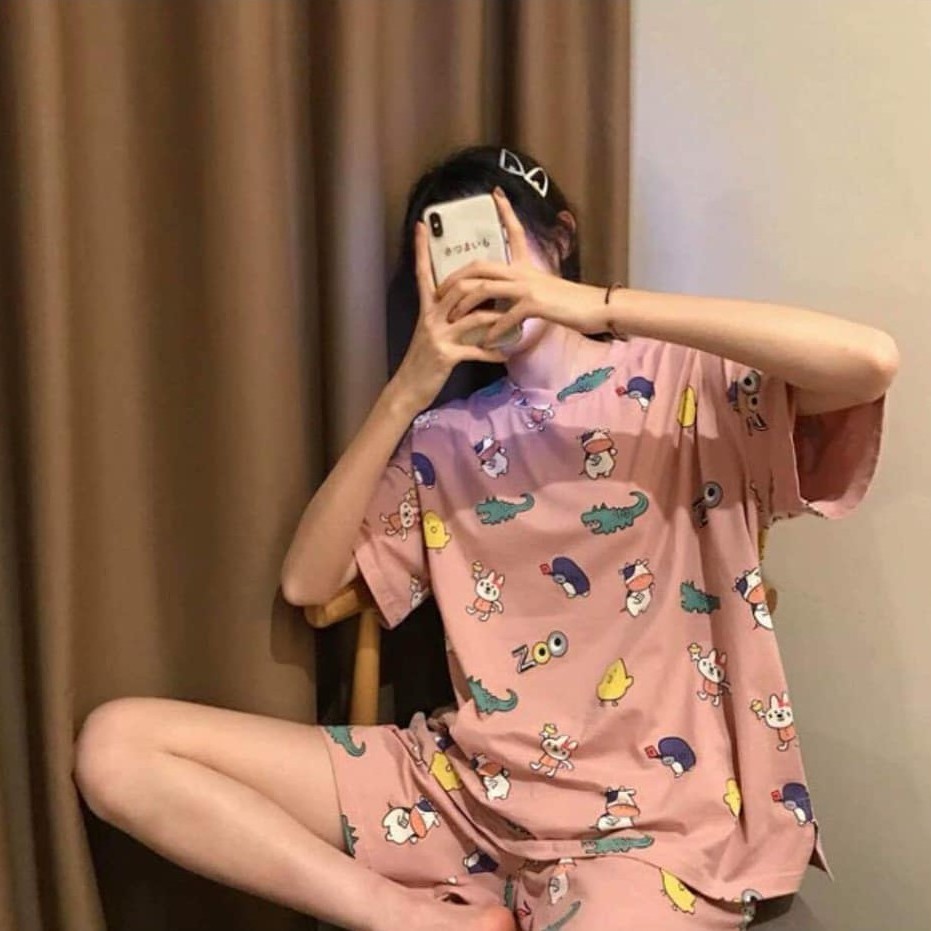 Bộ Ngủ Nữ ❤️ FREESHIP ❤️ Giảm 10K Nhập [DOHU10K] Set cộc tay mèo sunny love SIÊU HOT