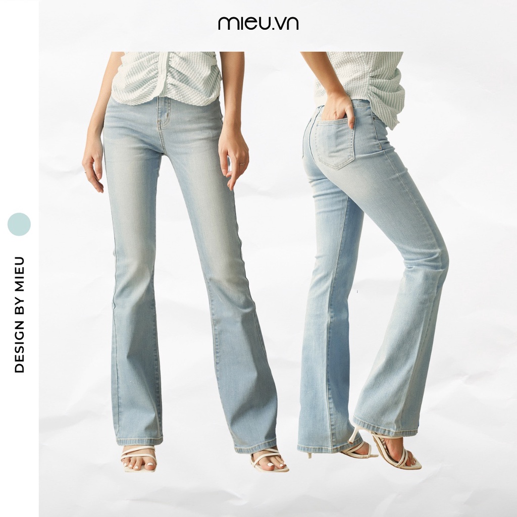 Quần jeans ống loe form dài (Nhạt) MIEU - GD25
