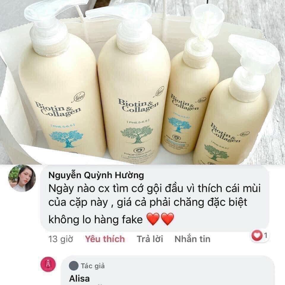 Combo CẶP gội+xả Biotin &amp; Collagen Protein trắng 1000ml