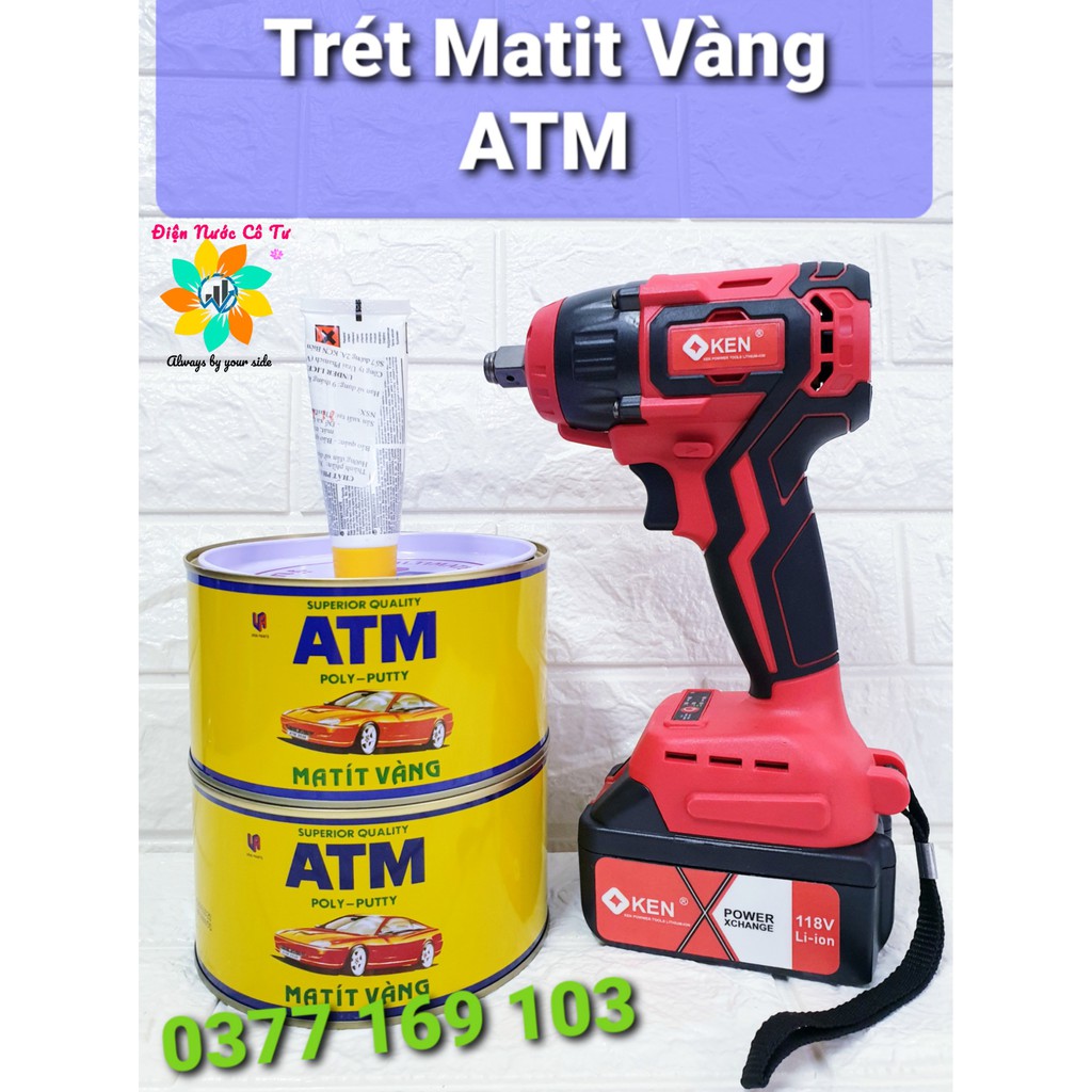 Bột trét Matit Vàng ATM trét vết lồi lõm bề mặt sắt, gỗ, tre 1KG