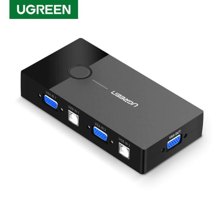 Bộ Gộp tín hiệu 2 CPU ra 1 màng hình Ugreen 30357 cao cấp màu đen(Switch KVM 2-1,KÈM 2 DÂY USB)