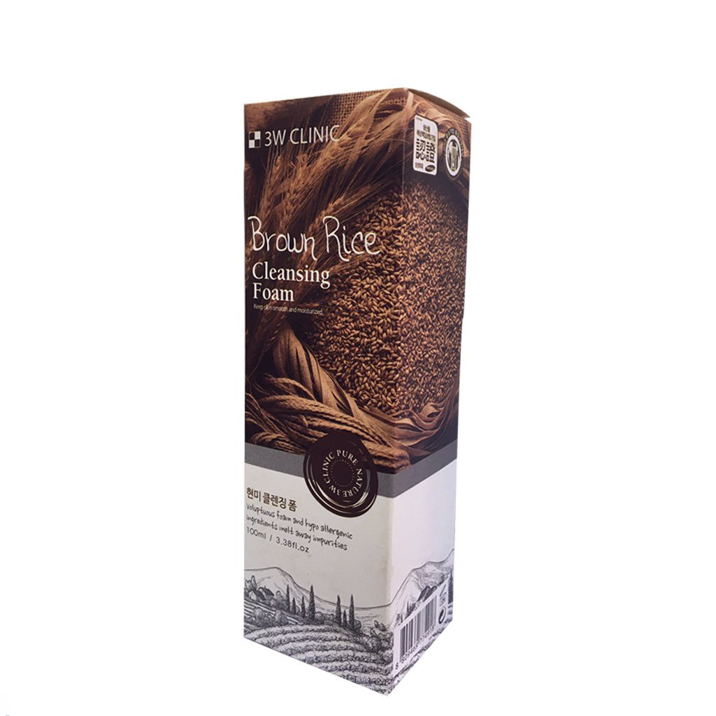 Sữa Rửa Mặt Chiết Xuất Từ Gạo 3W Clinic Brown Rice Cleansing Foam Hàn Quốc 100ml