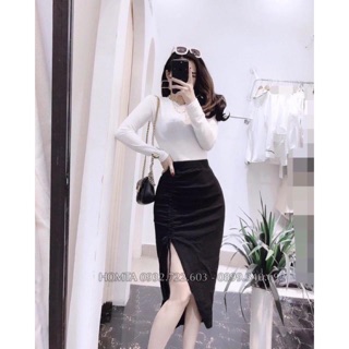 Váy borip rút 1 bên lưng thun co giản tốt