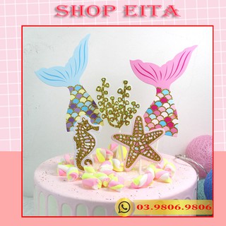 2 Set cắm cá, sao biển trang trí bánh kem, trang trí bánh sinh nhật