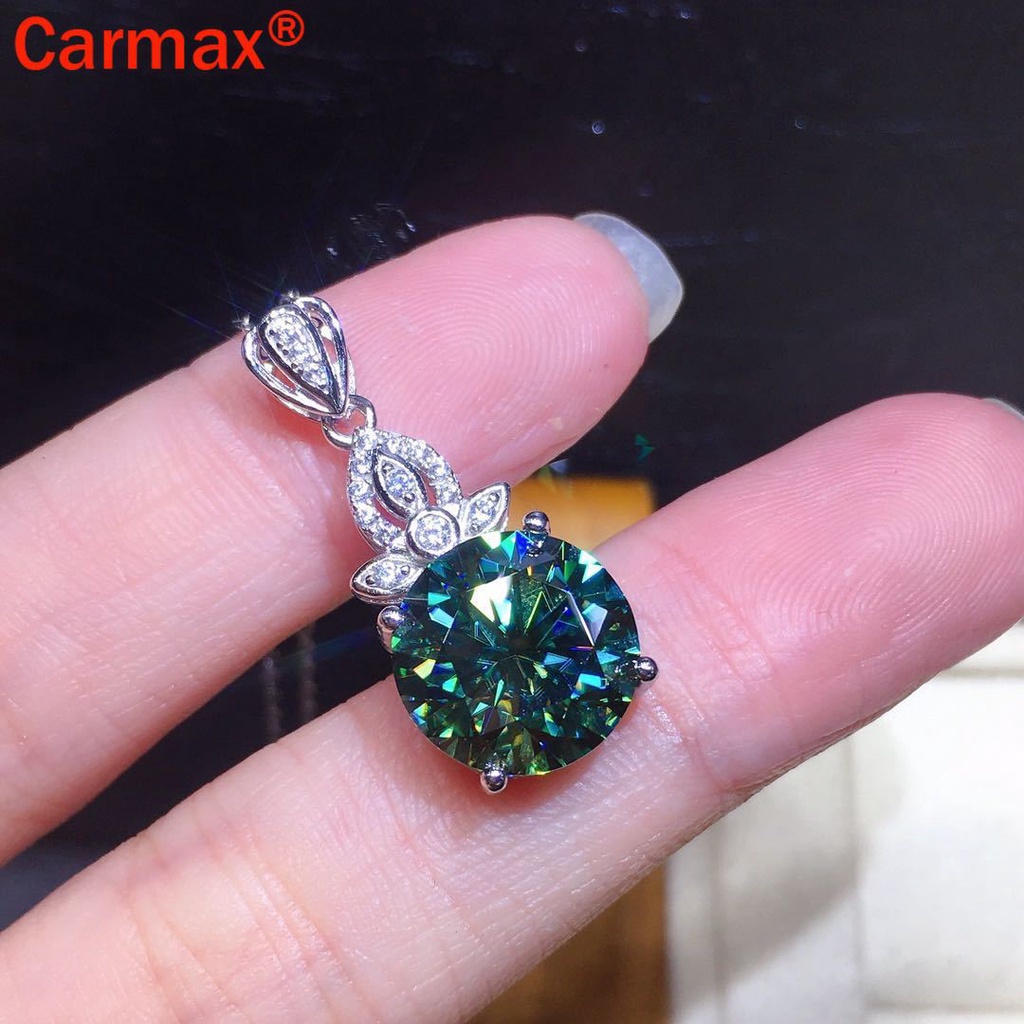 Dây chuyền mặt đá moissanite màu xanh lá thời trang cao cấp