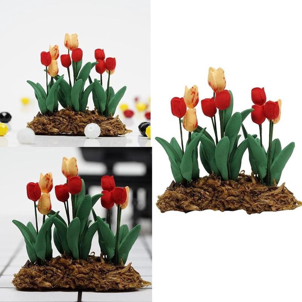 Hoa Tulip Nhân Tạo Trang Trí Nhà Búp Bê E21 Tỉ Lệ 1 / 12