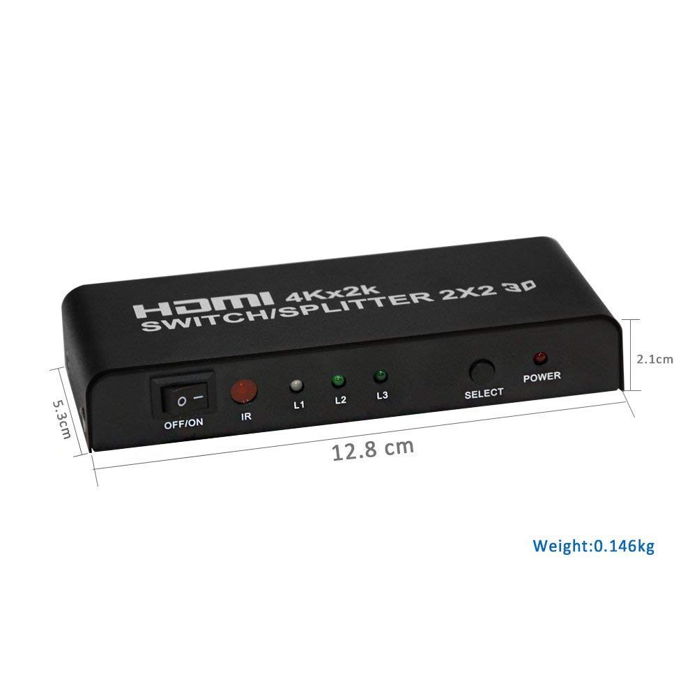 Bộ chia gộp HDMI Switch Splitter 2 vào 2 ra Full HD PCMAX PCM-HD202 - Hàng chính hãng