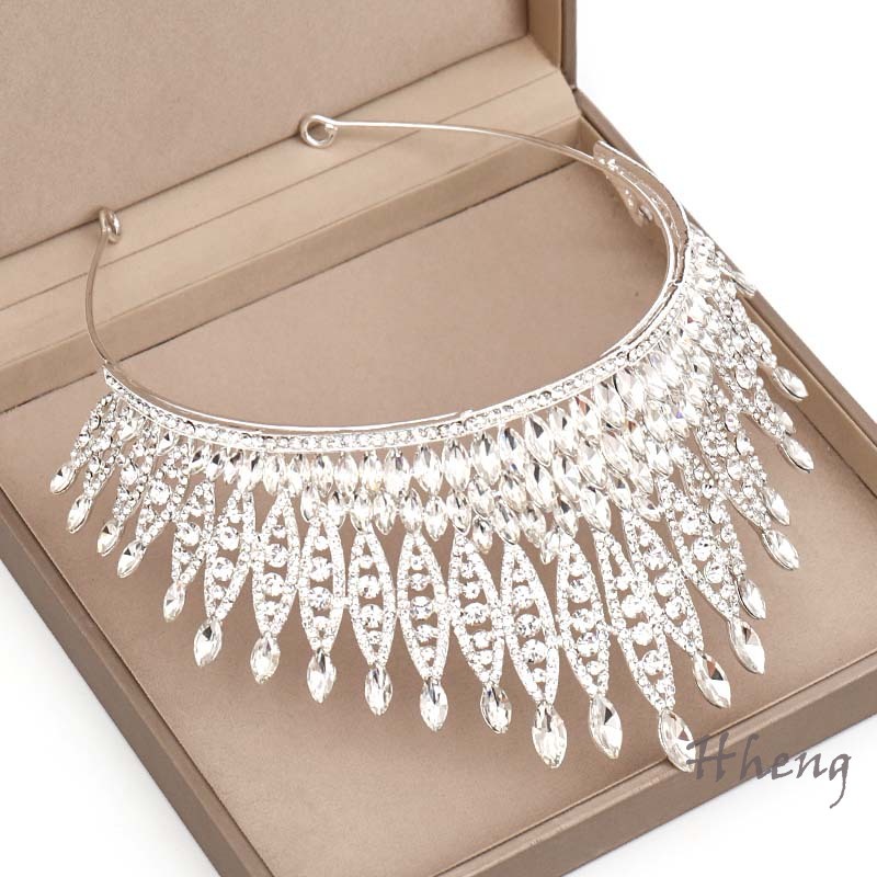 YADORNOS Váy cưới lấp lánh kim cương vương miện lấp lánh rhinestone tóc điều chỉnh cô dâu phù dâu trang phục công chúa mũ miện