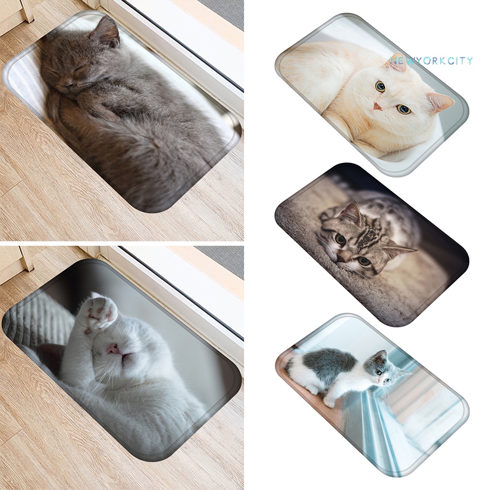 Thảm lót cửa chùi chân Chống Trượt In Hình Mèo 3D