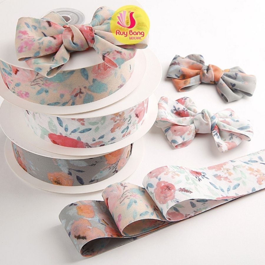 Ruy băng hoa hồng HQ dùng làm nơ bờm, kẹp tóc - RB2213