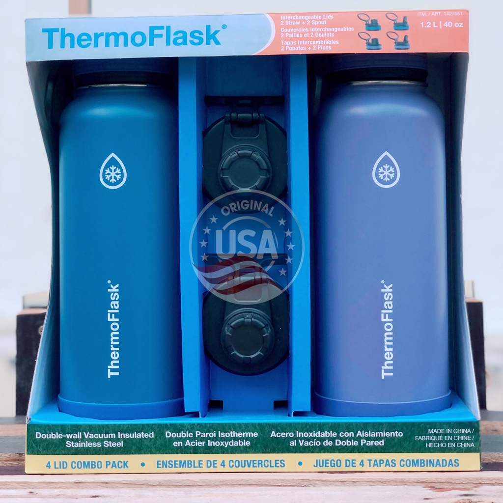 Bình Giữ Nhiệt Thermo Flask 1200ml Bình Giữ Nhiệt 2 Nắp 9.5cm X 9.5cm X 29.5cm Chất Liệu Cao Cấp Có Độ Bền Cao