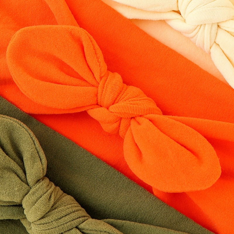 Set 6 Băng Đô Nơ Bằng Nylon Mềm Co Giãn Màu Trơn Dành Cho Bé Gái