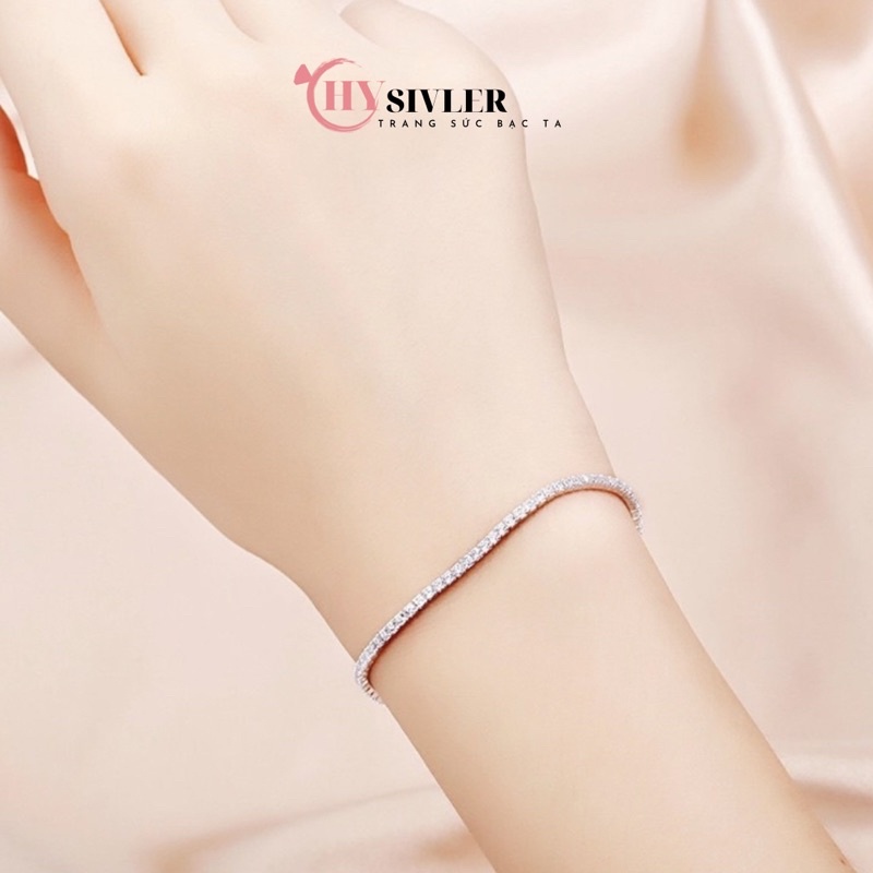 Lắc tay bạc dải đá lắc tay nữ full đá sang chảnh lấp lánh lắc tay nữ bạc thật