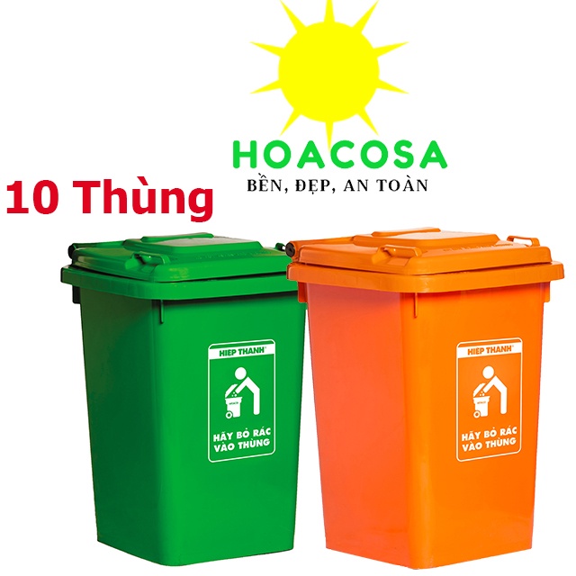 Bộ 10 Thùng Rác Công Nghiệp 60L (60 Lít) Nhựa Hiệp Thành Không Bánh Xe - Cứng Cáp, Bền Lâu- Đồ Gia Dụng Hoacosa.