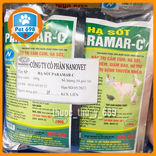 Hộp 10g x 50 gói Paramar-c nâng cao sức đề kháng thú bệnh PET-698