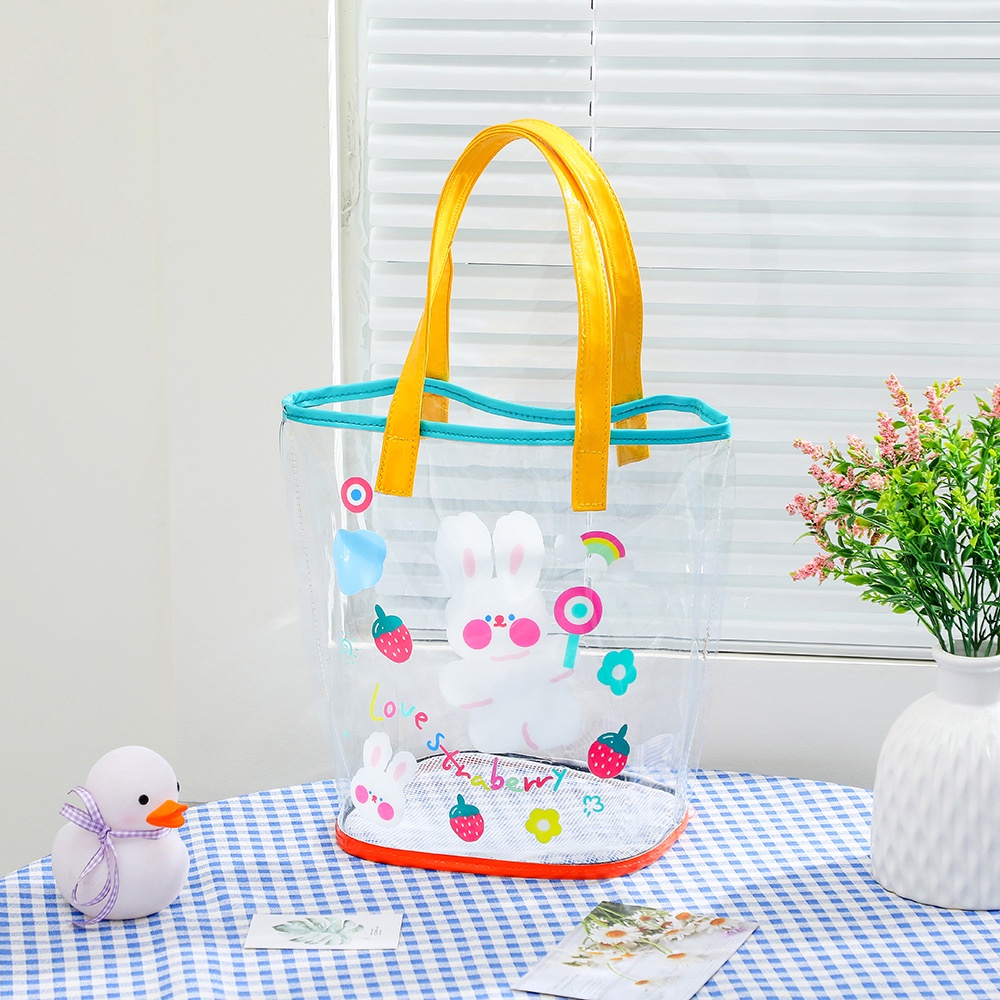 Túi tote phiên bản Hàn Quốc túi thạch một vai gấu du lịch PVC trong suốt dung tích lớn