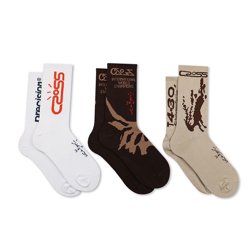 Vớ travis scott vải cotton cổ cao in họa tiết thời trang cho nam nữ