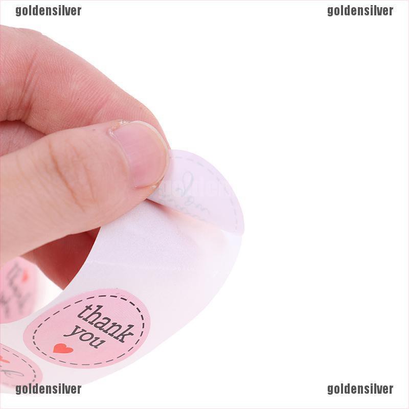 Set 500 Nhãn Dán 1 inch Màu Hồng In Chữ Thank You Xinh Xắn